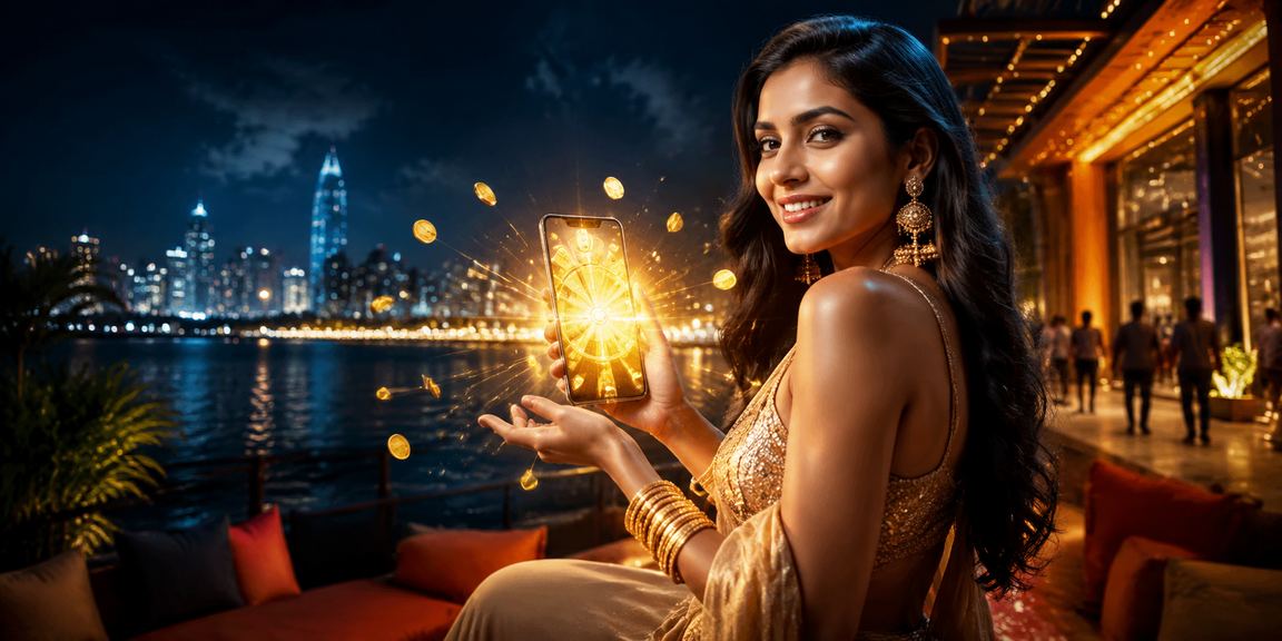 Indian lottery player celebrating winning with tickets